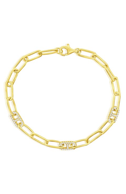 Marina Cubic Zirconia Paper Clip Chain Bracelet
