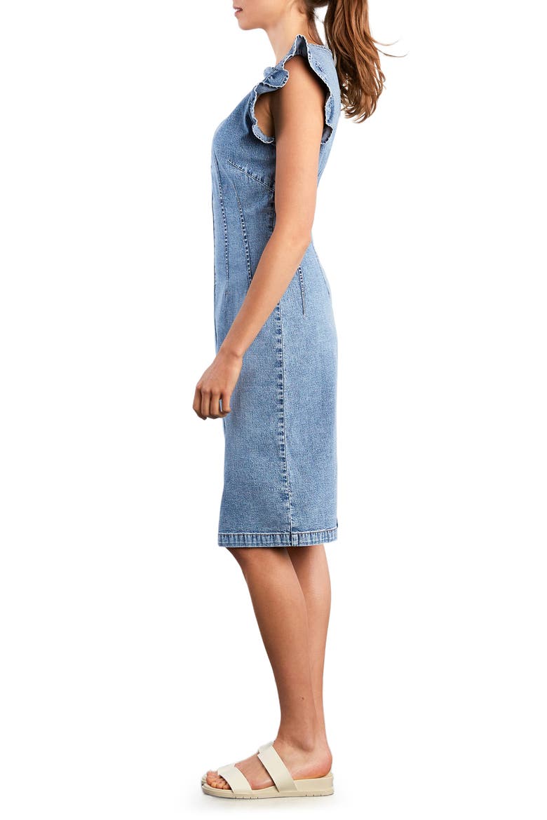 Kitten Ruffle Sleeve Denim Dress, Alternate, color, KITTEN BLUE