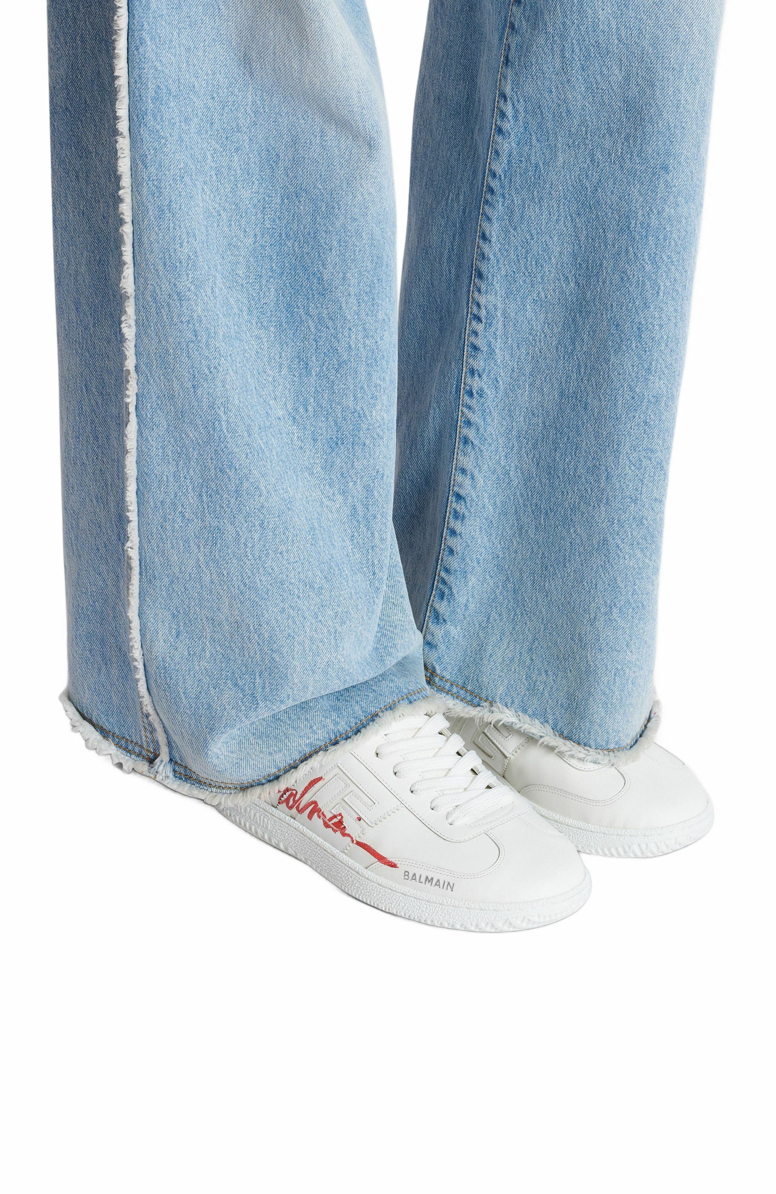 Balmain Leather Balmain Swan Lipstick Trainers, Alternate, color, 