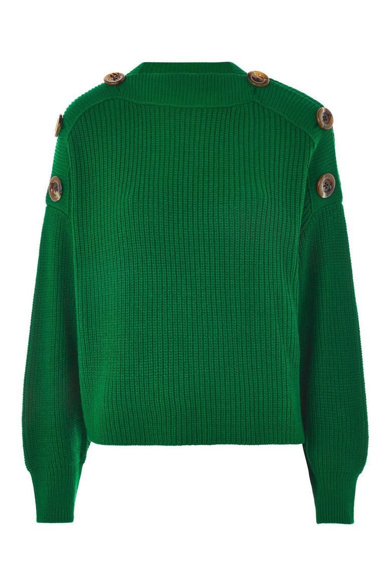 Button Slash Knit Sweater, Alternate, color, GREEN