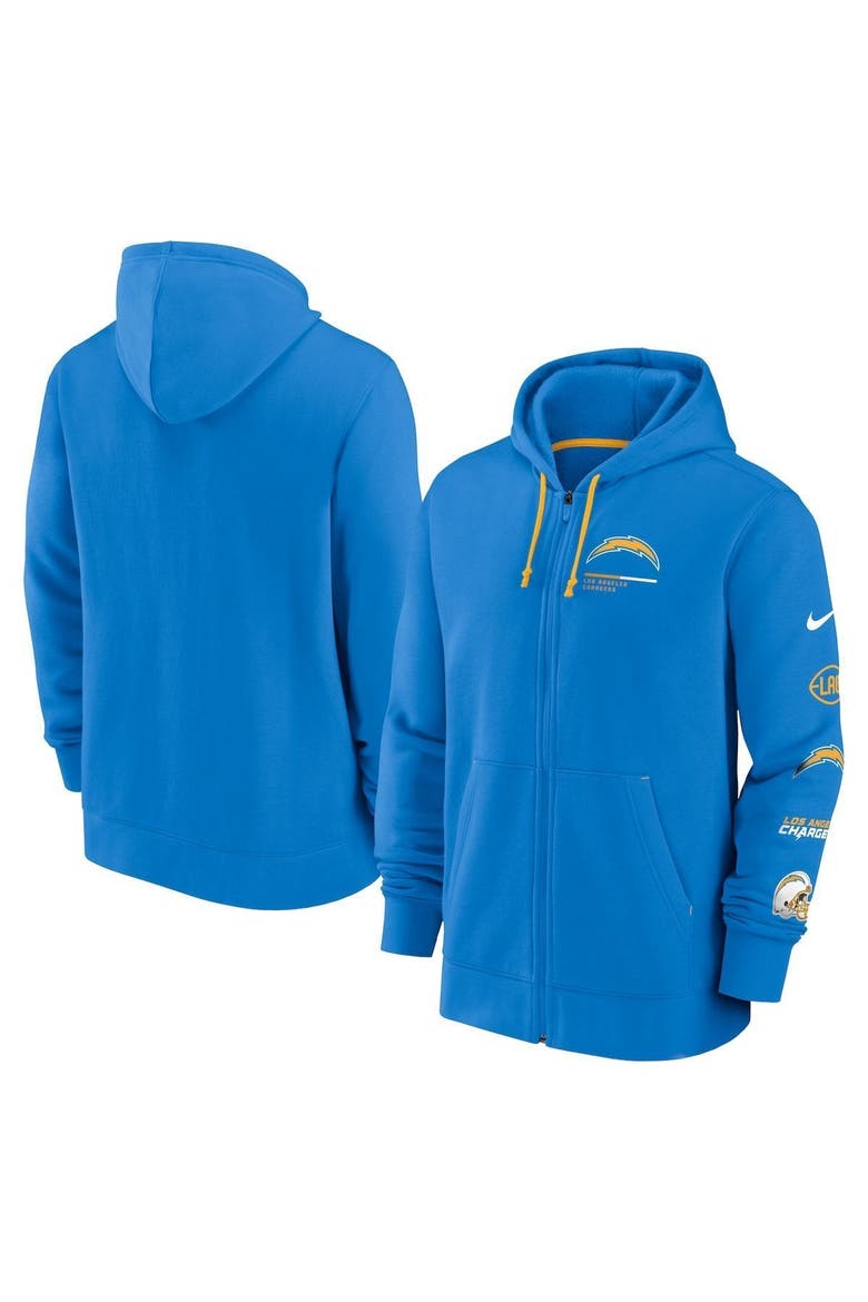 Men's Nike Powder Blue Los Angeles Chargers Surrey Full-Zip Hoodie, Main, color, Powder Blue