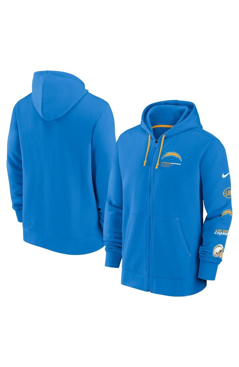 Nike Men's Nike Powder Blue Los Angeles Chargers Surrey Full-Zip Hoodie, Main, color, 