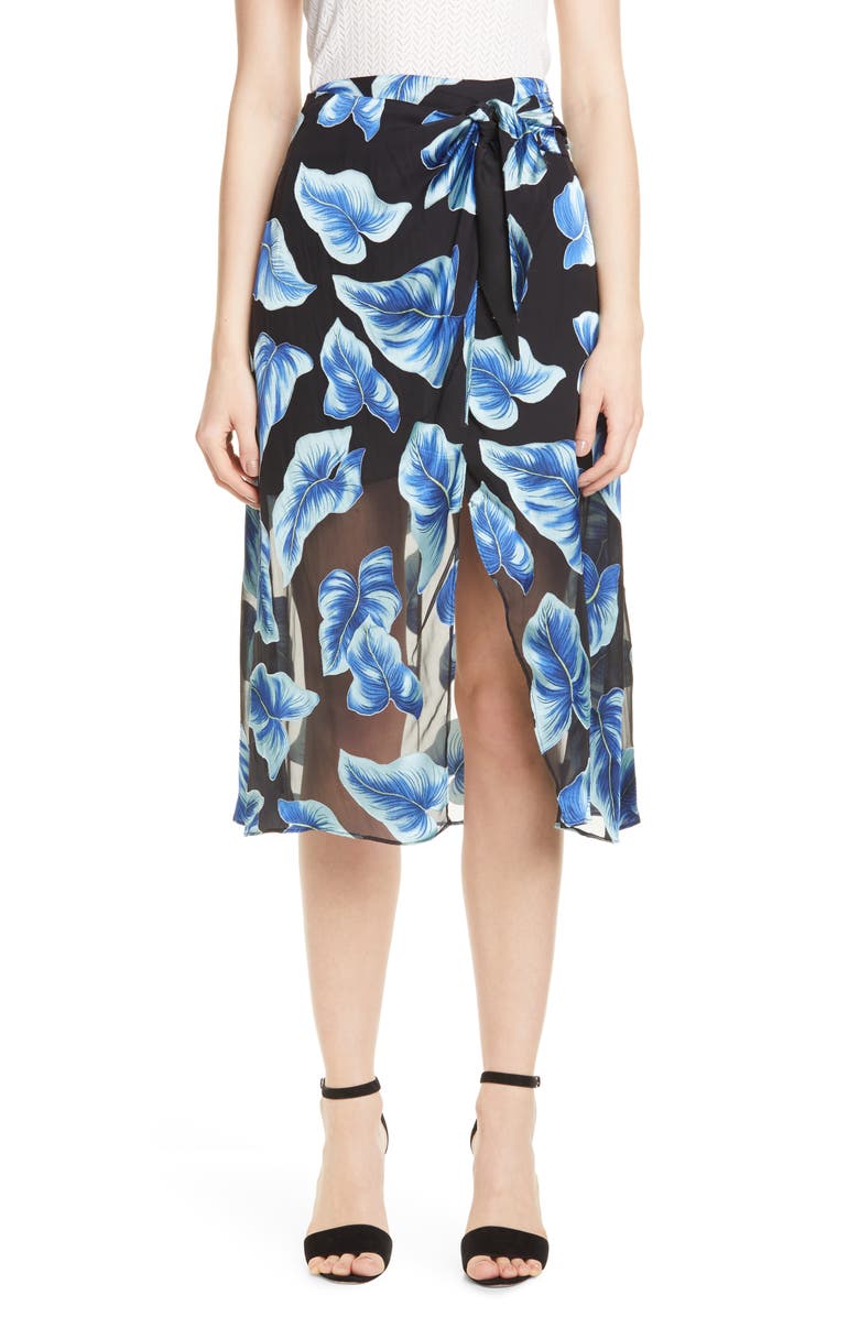 Alice + Olivia Lumi Tie Wrap Midi Skirt, Main, color, 