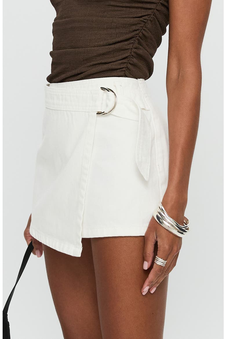 Elinora Wrap Cotton Miniskirt, Alternate, color, WHITE