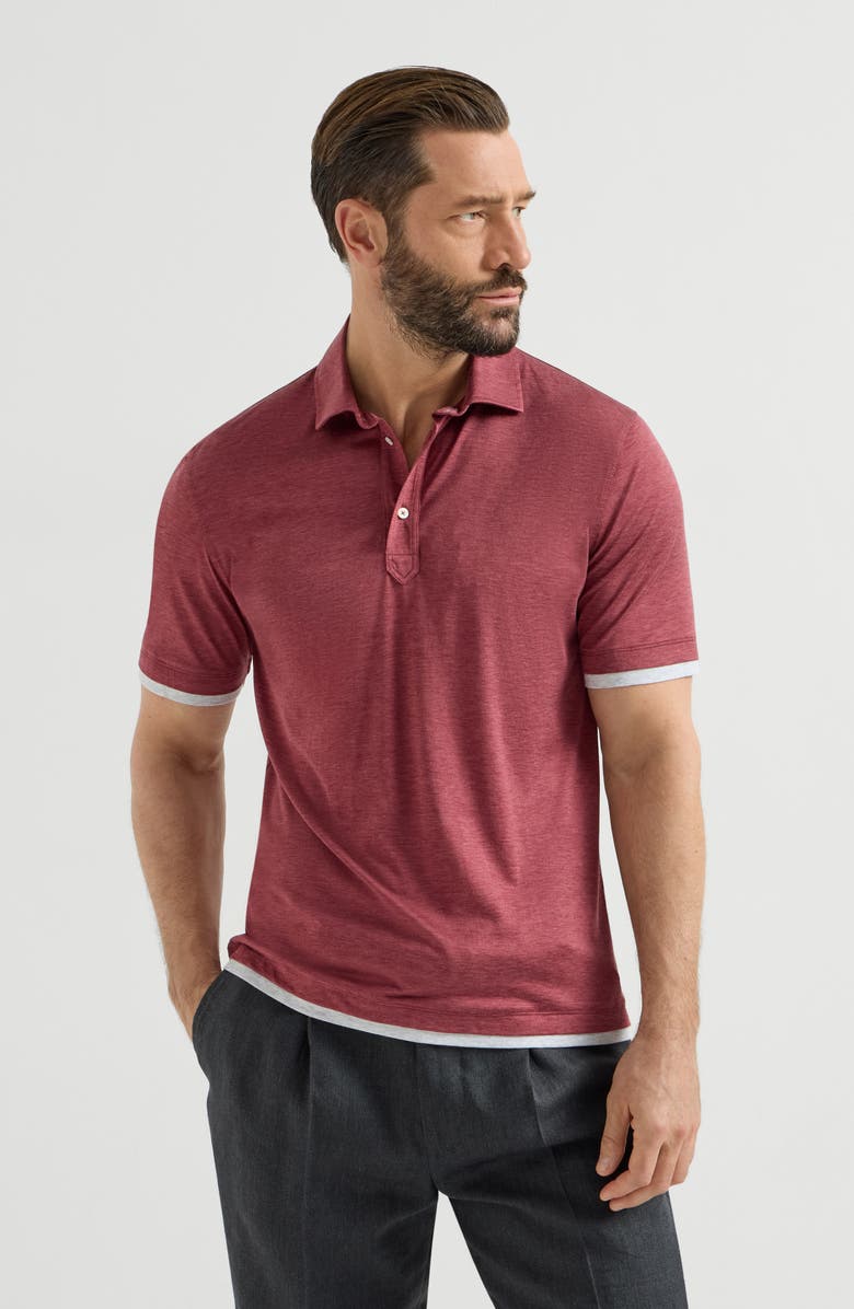 Brunello Cucinelli Jersey polo shirt, Main, color, Coral