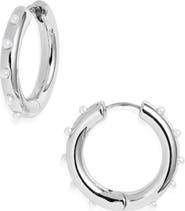 Open Edit Cultured Pearl Studded Hoop Earrings