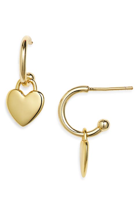 Heart Drop Huggie Hoop Earrings
