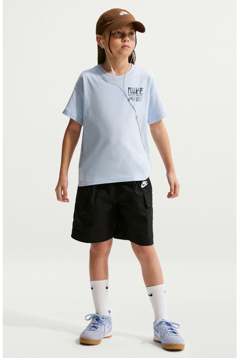 Kids' Max90 Swoosh Sounds Graphic T-Shirt, Alternate, color, HYDROGEN BLUE