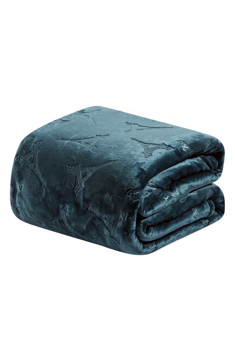 Contemporary Embossed Eiffel Tower Throw Blanket