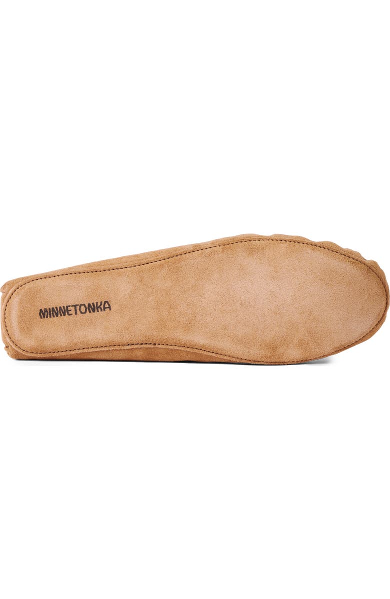 Minnetonka Genuine Sheepskin Lined Soft Sole Slipper, Alternate, color, Tan