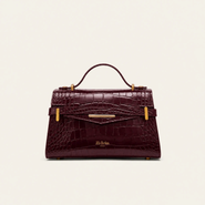 Mi Bolsa London Mi Croc Embossed Leather Top Handle