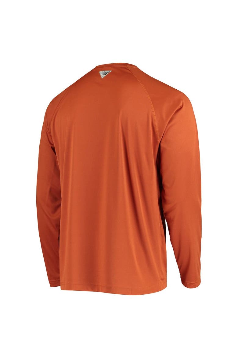 Men's Columbia Texas Orange Texas Longhorns Terminal Tackle Omni-Shade Raglan Long Sleeve T-Shirt, Alternate, color, Burnt Orange
