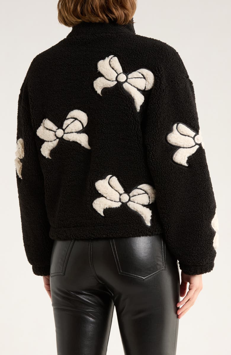 Thread & Supply Bow Patch Faux Shearling Jacket, Alternate, color, Black