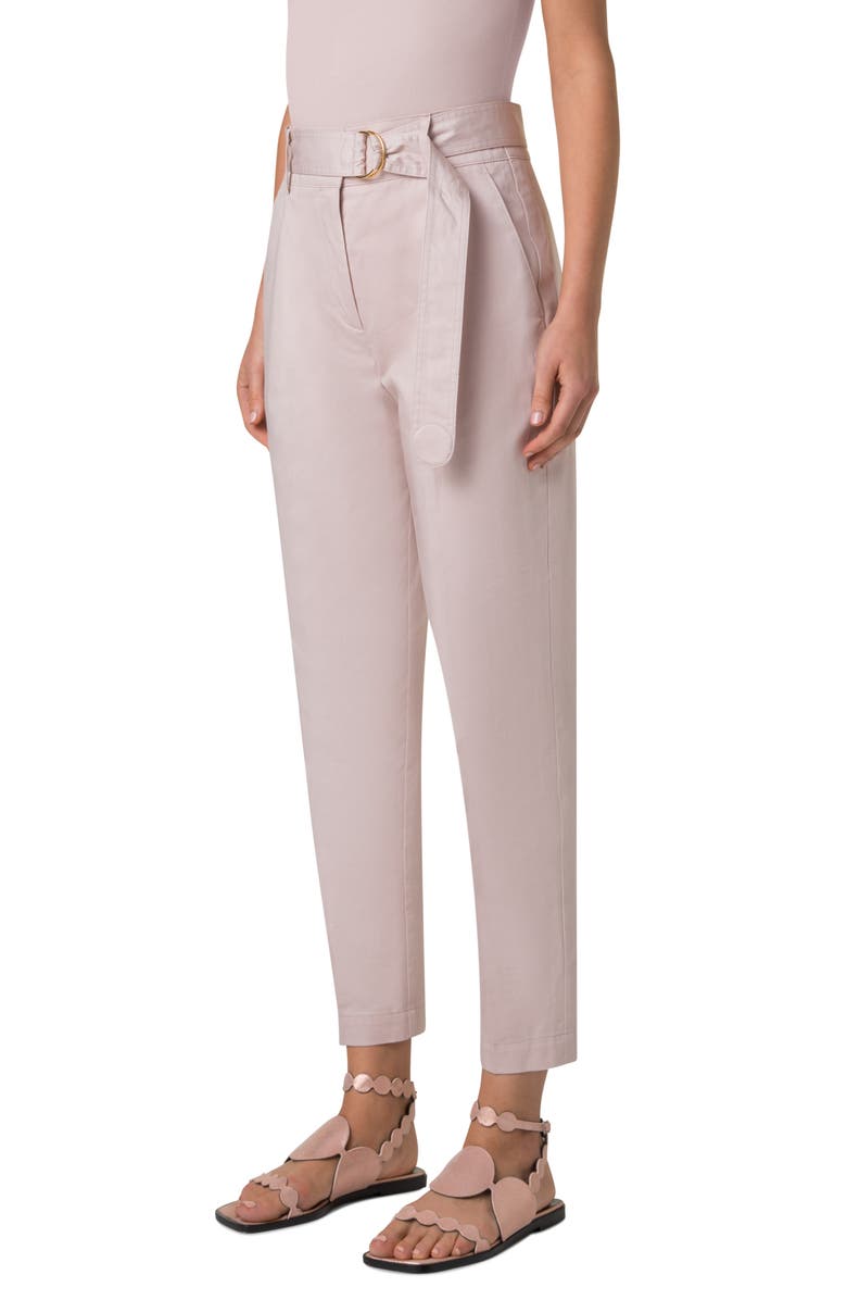Akris punto Fred Belted Stretch Cotton Pants, Alternate, color, Rose