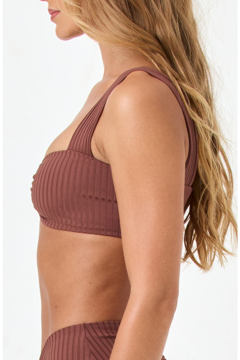 Marlee Ruched Rib Bikini Top, Alternate, color, CAFE