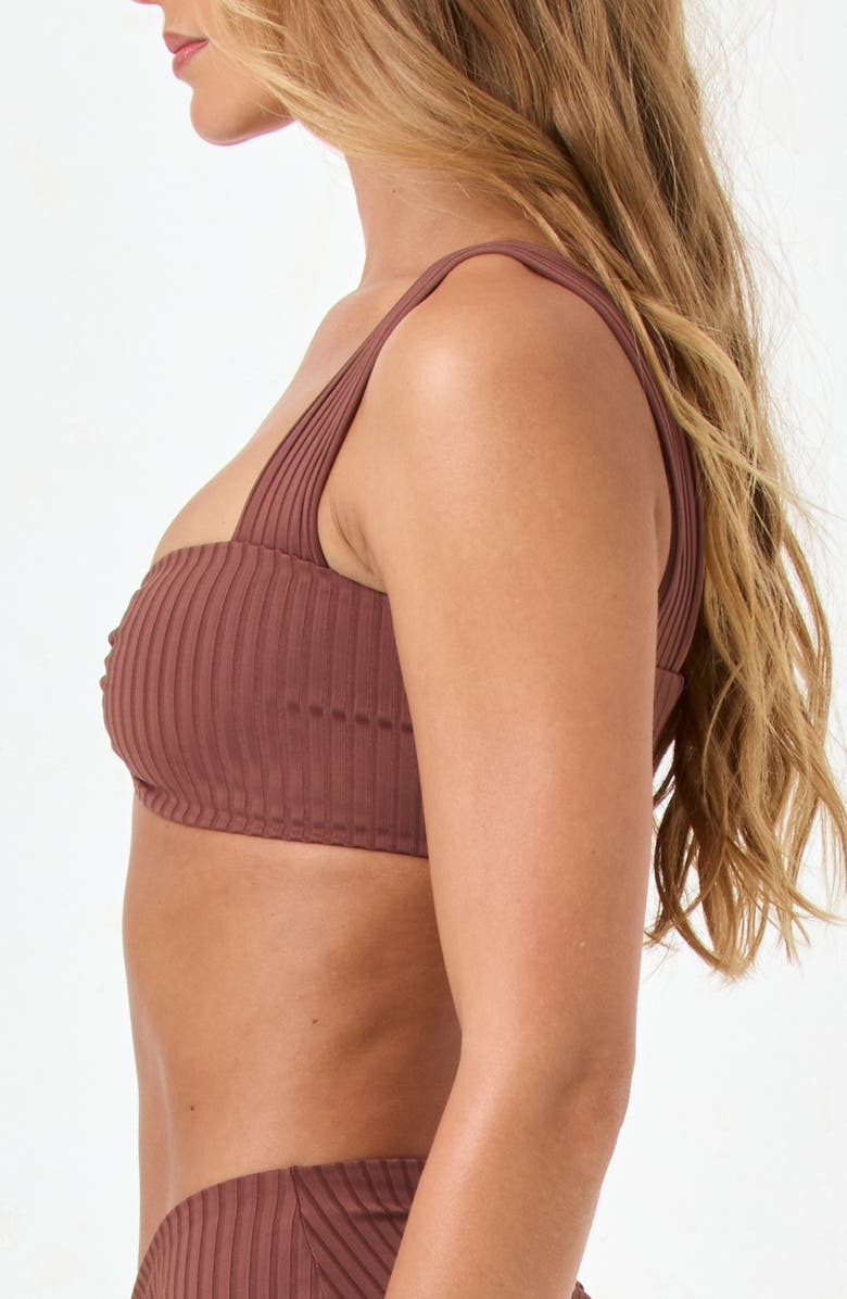 LSPACE Marlee Ruched Rib Bikini Top, Alternate, color, Cafe