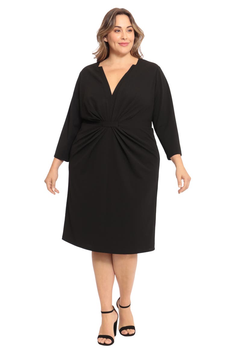 Tuxedo Style Midi Dress, Alternate, color, BLACK