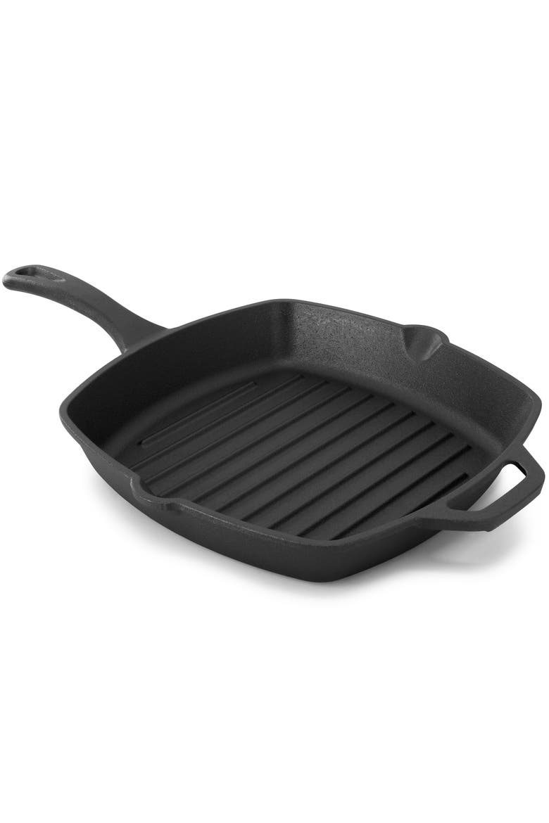 10.4 Inch Pre-Seasoned Cast Iron Griddle with Tempered Glass Lid, Alternate, color, Black