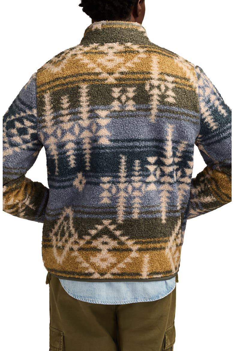 Faux Shearling Quarter Zip Jacket, Alternate, color, BLUE MULTI
