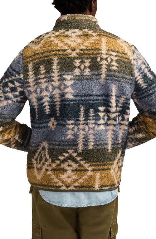 Lucky Brand Faux Shearling Quarter Zip Jacket In Multi