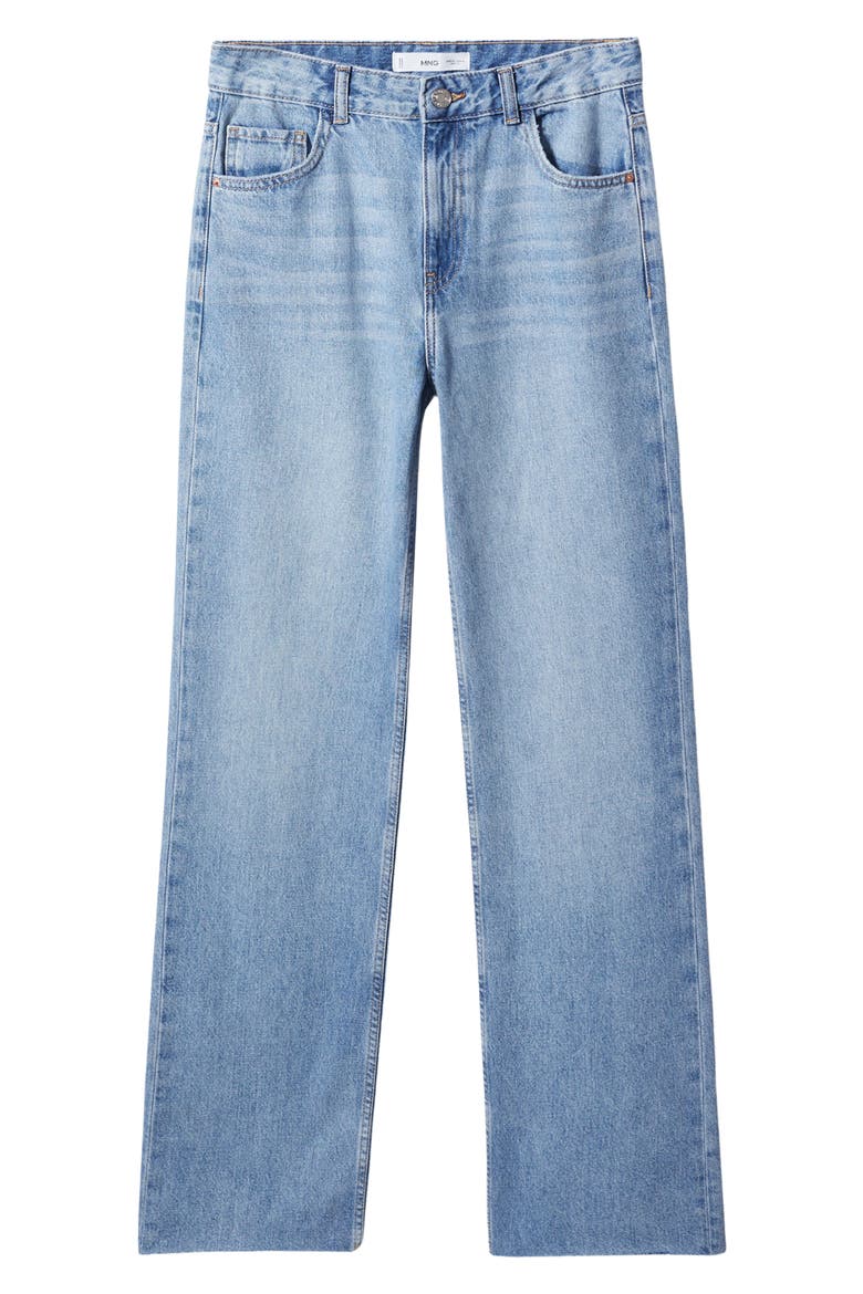 Raw Hem Wide Leg Jeans, Alternate, color, MEDIUM BLUE