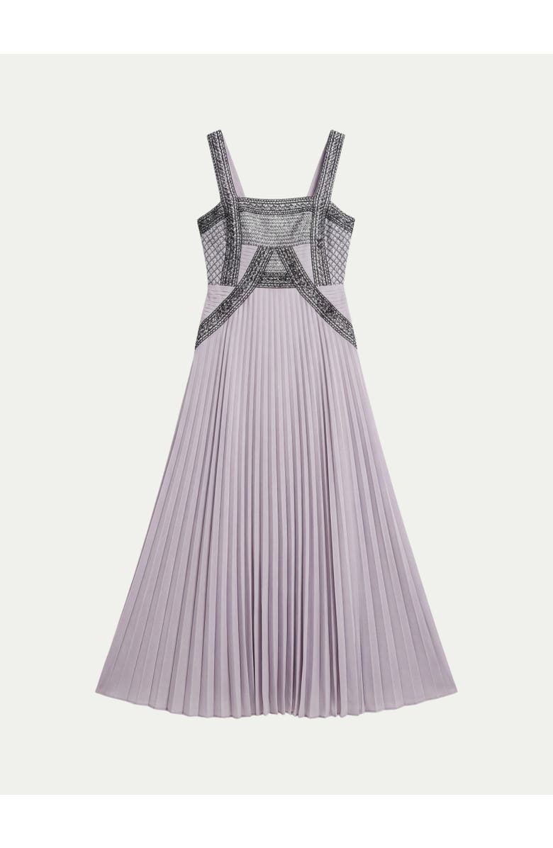 Karen Millen Petite Embellished Pleated Midi Dress, Alternate, color, Lilac