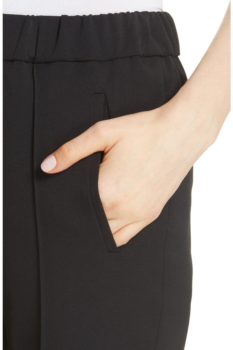 Pintuck Wool Blend Trousers, Alternate, color, BLACK