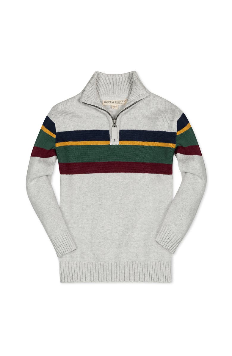 Hope & Henry Baby Boys' Organic Half Zip Sweater, Infant, Main, color, Gray With Homeroom Stripe