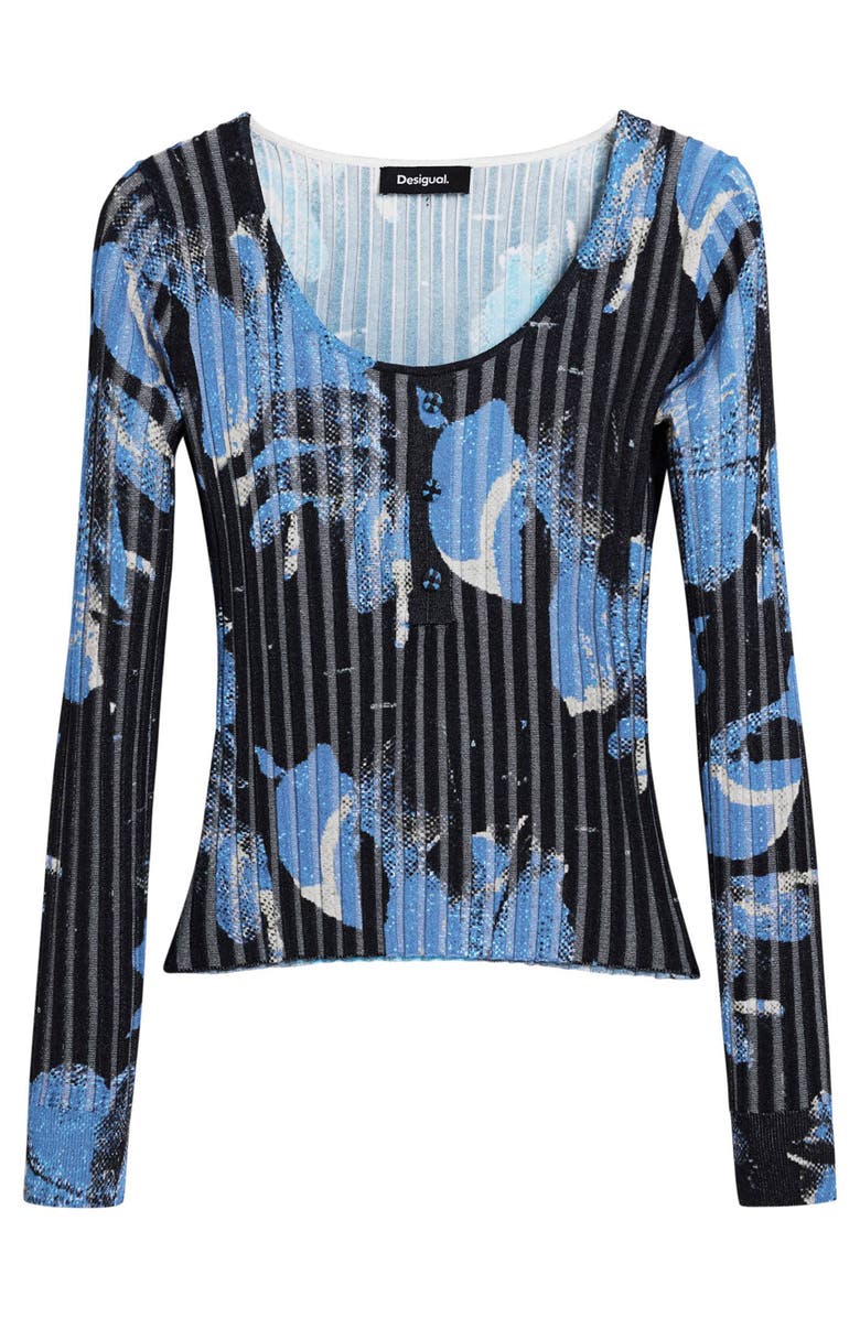 Desigual Abstract Print Rib Top, Alternate, color, 