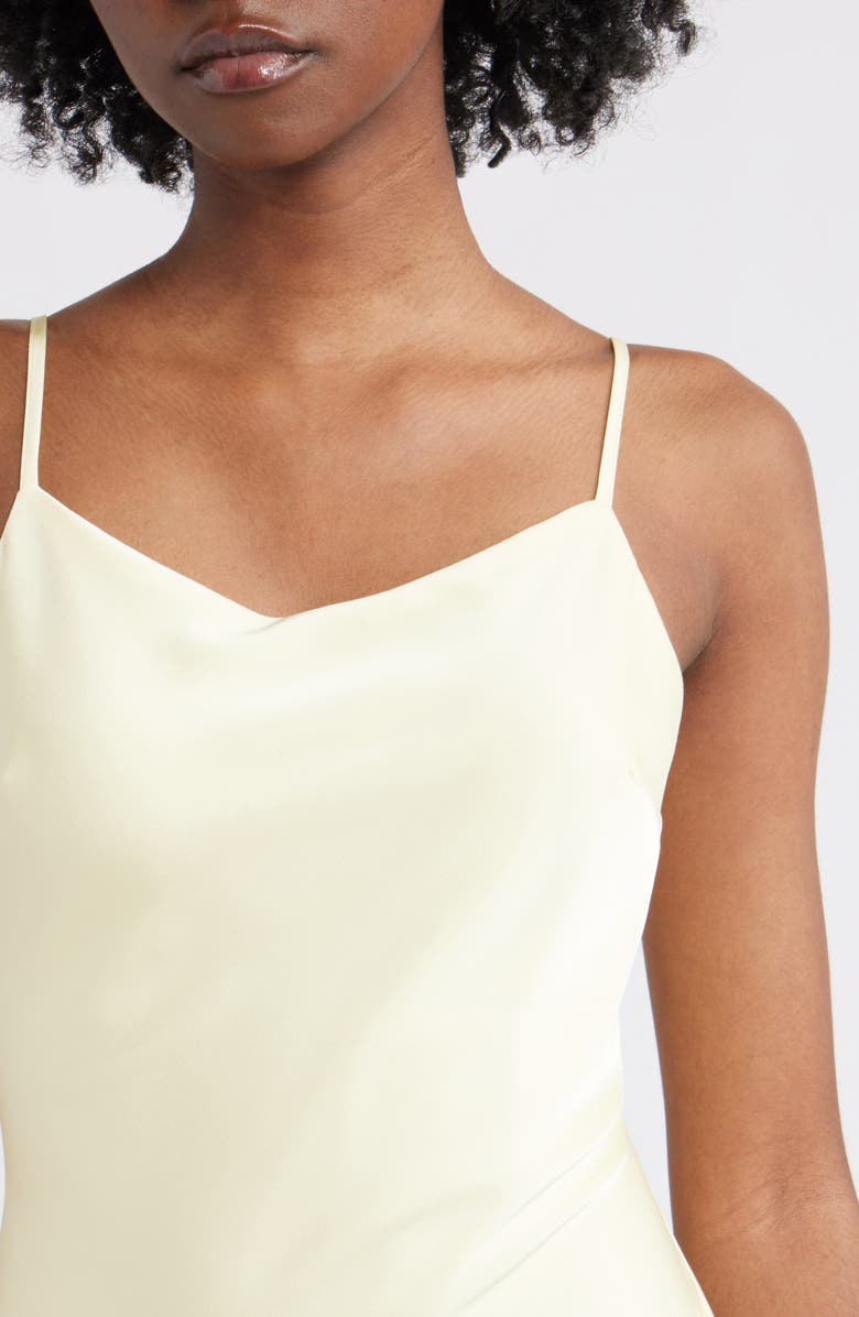 Rare London Mixed Media Satin & Chiffon Slipdress, Alternate, color, Butter