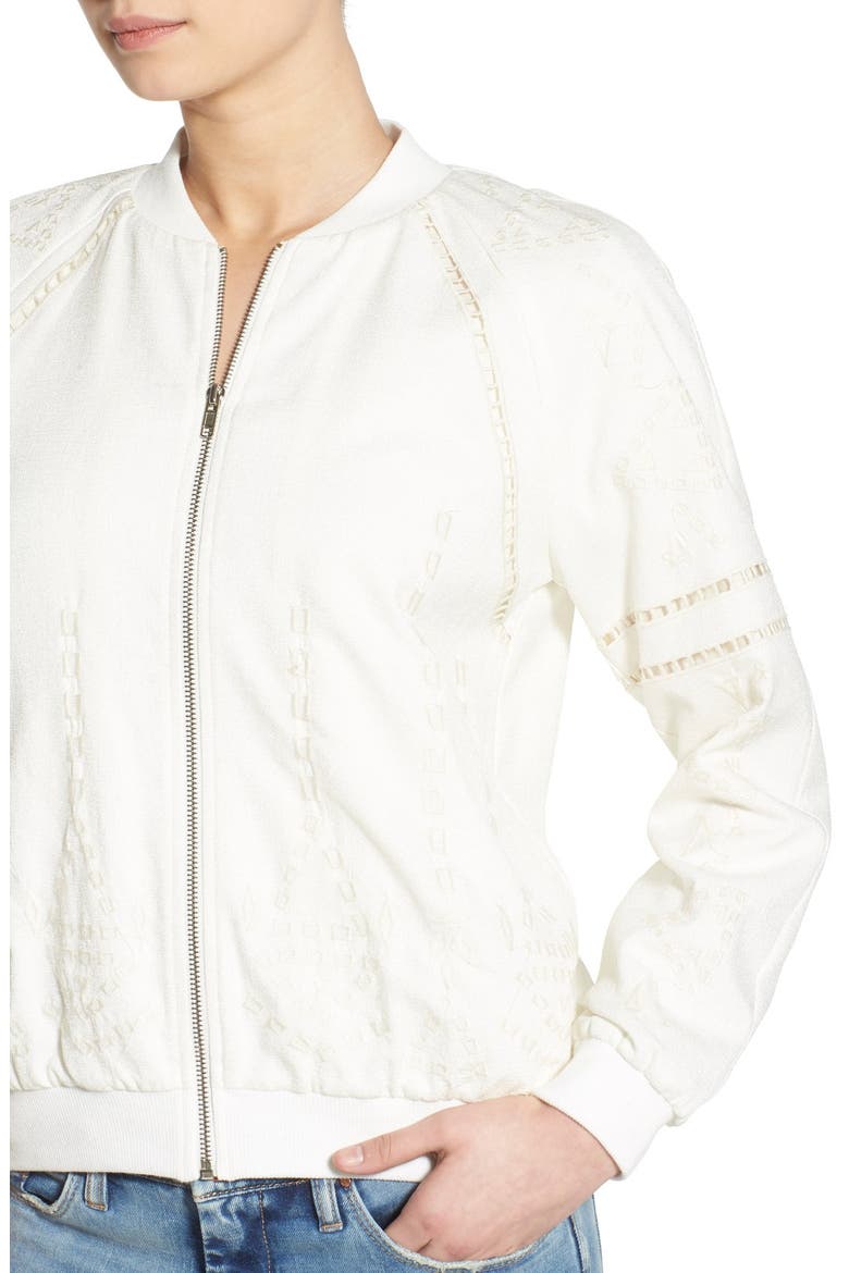 Embroidered Bomber Jacket, Alternate, color, OATMEAL