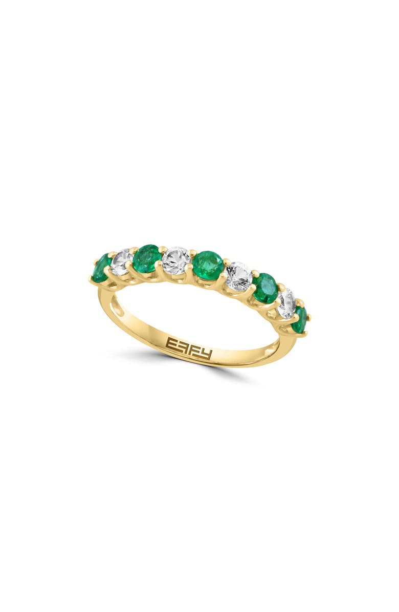 EFFY 14K Yellow Gold Emerald & White Sapphire Ring, Main, color, 