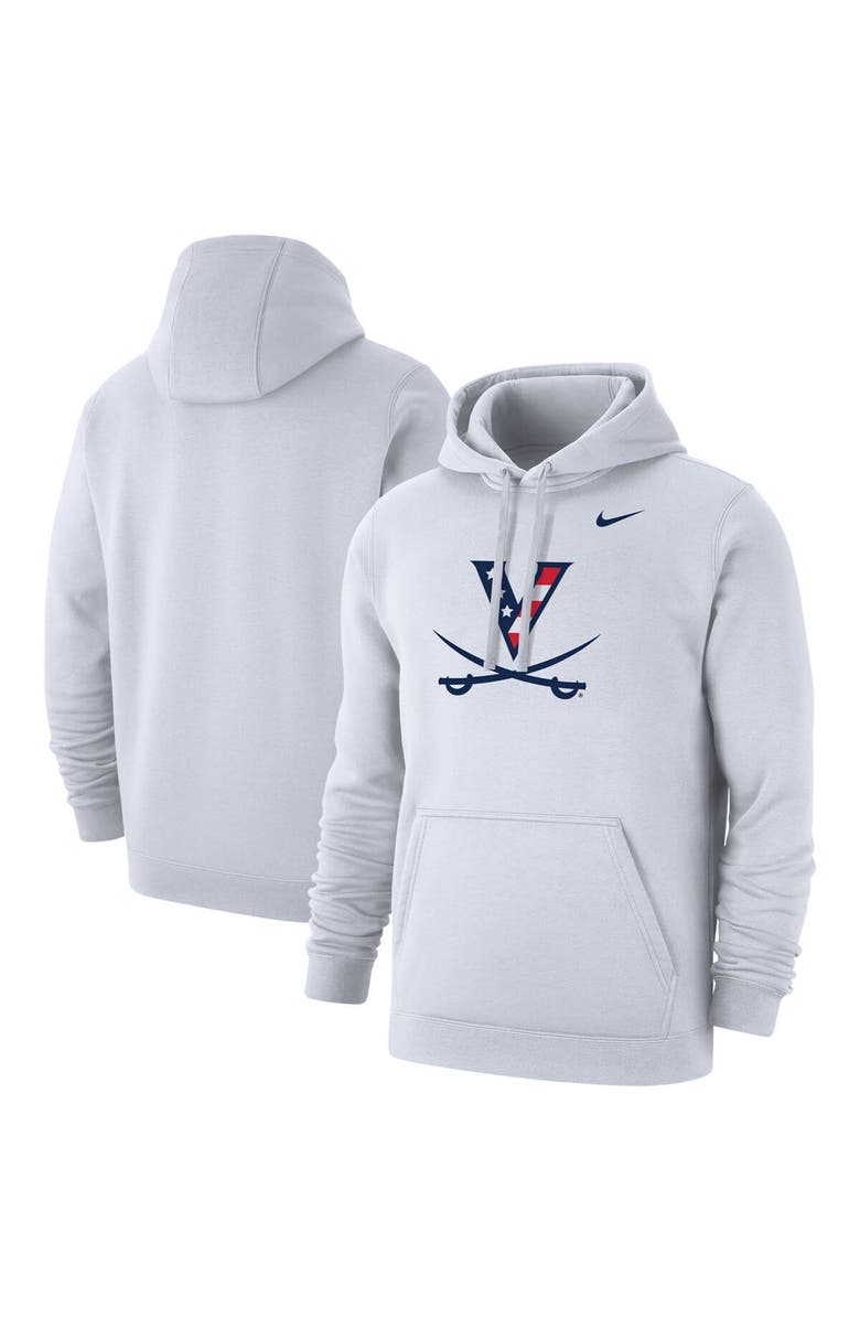 Nike Men's Nike Virginia Cavaliers Red, White & Hoo Club Fleece Pullover Hoodie, Alternate, color, White