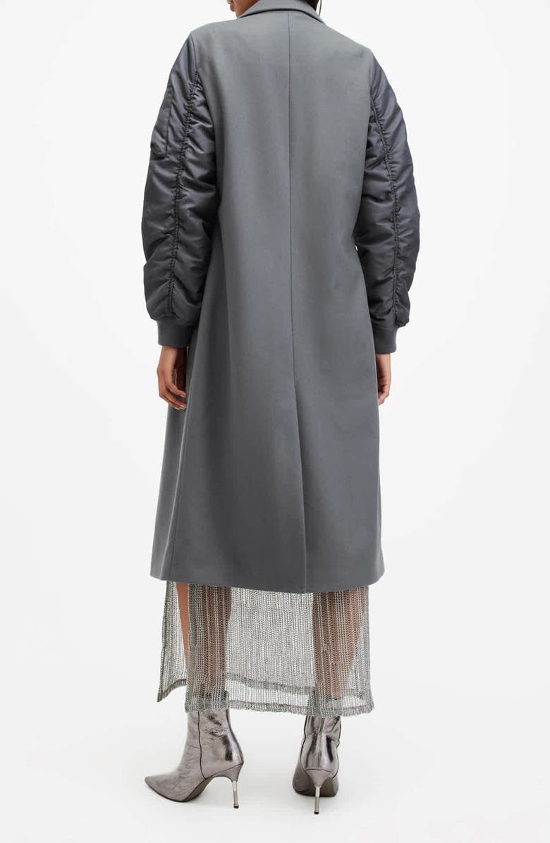 AllSaints Paulah Mixed Media Wool Blend Coat, Alternate, color, Eiffel Grey