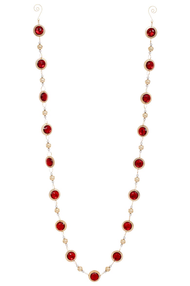 Jeweled Bead Garland, Set of 4, Main, color, Red