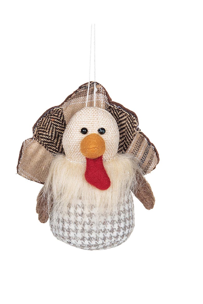 Fabric Turkey Ornament A/2, Alternate, color, Brown