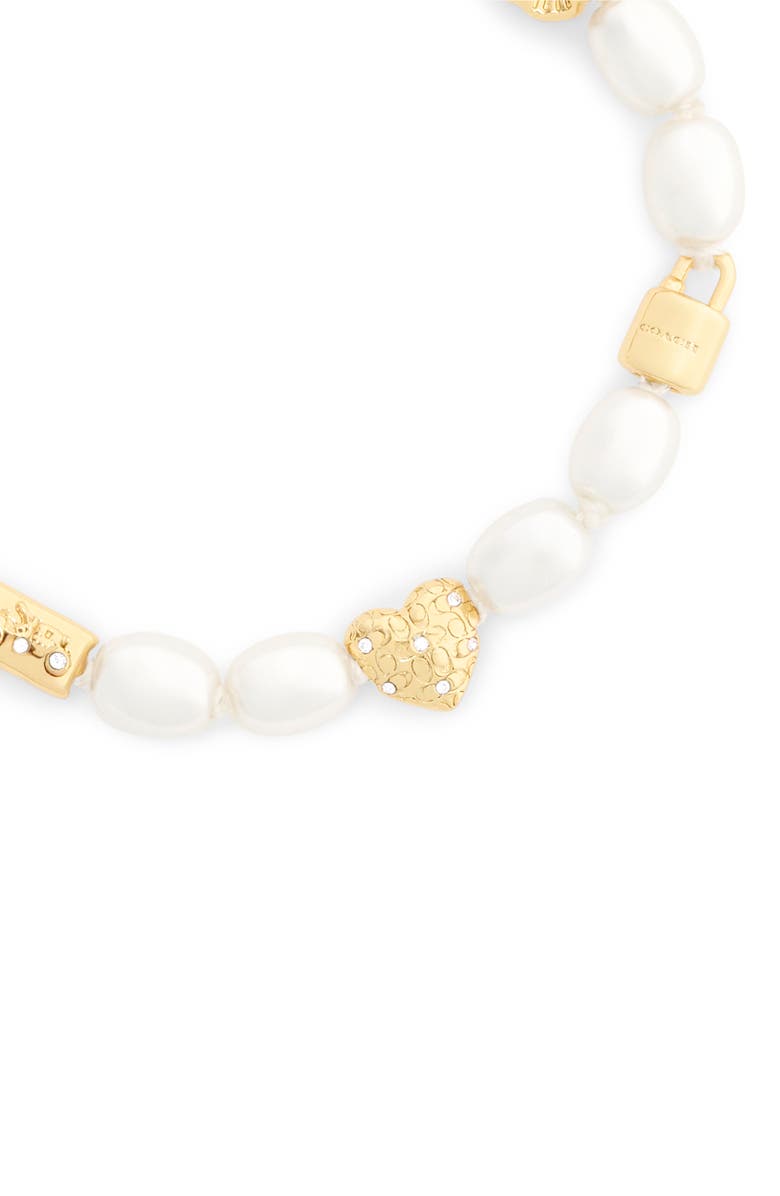 COACH Iconic Faux Pearl Station Bracelet, Alternate, color,