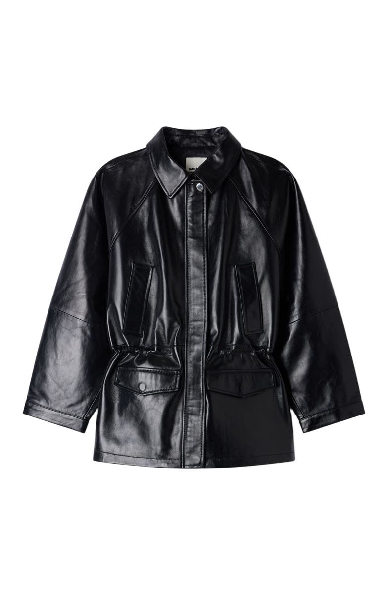 SANDRO Smooth leather jacket, Main, color, Black