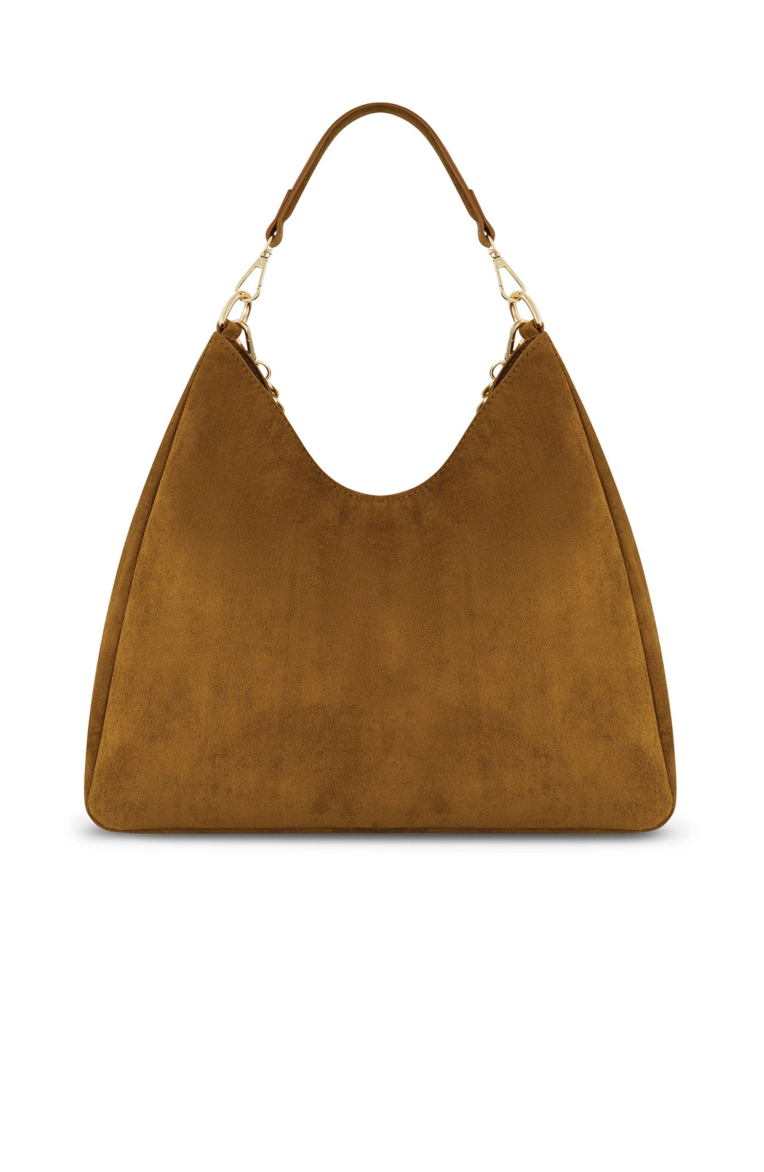The Noli Shop Tribeca Chain Suede Bag, Alternate, color, Cognac