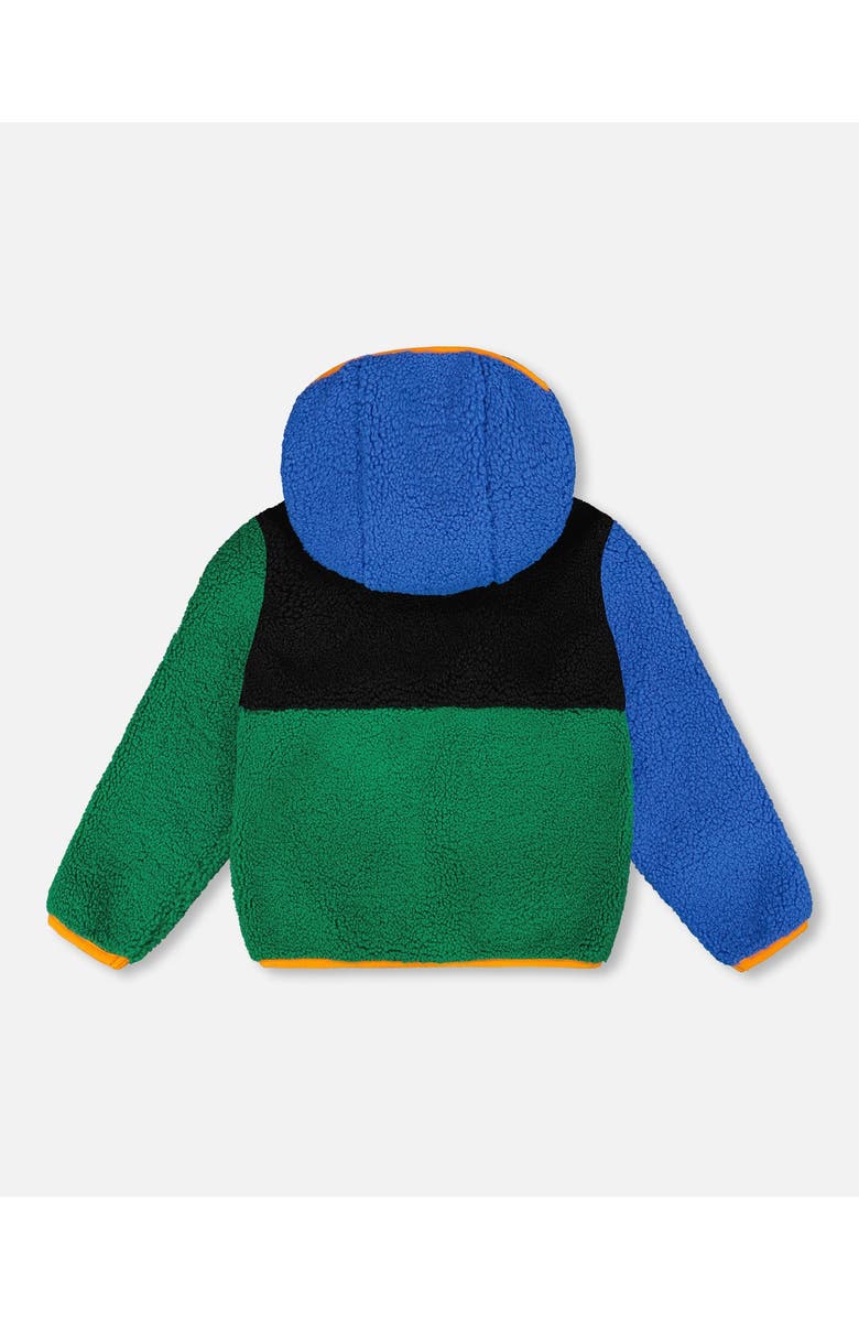Deux par Deux Boy Long Sleeve Fleece Jacket, Alternate, color, Blue Colorblock