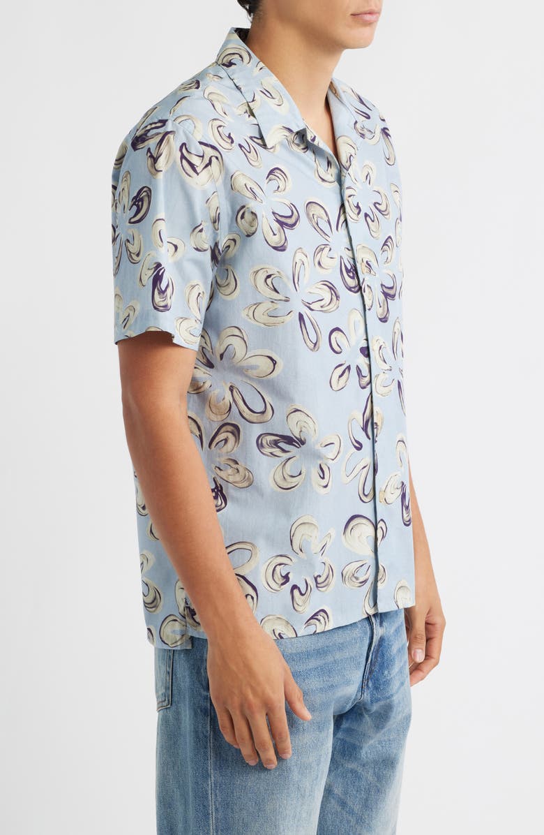 PS Paul Smith Casual Fit Abstract Floral Cotton Camp Shirt, Alternate, color, Blue