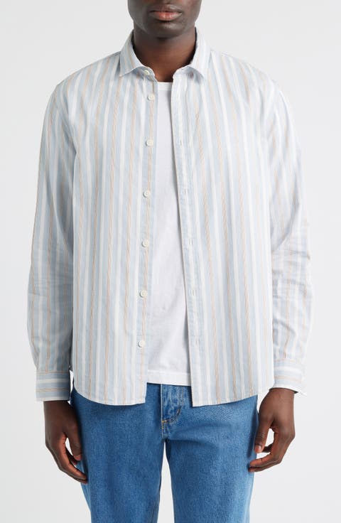 Shelly Stripe Cotton Poplin Button-Up Shirt