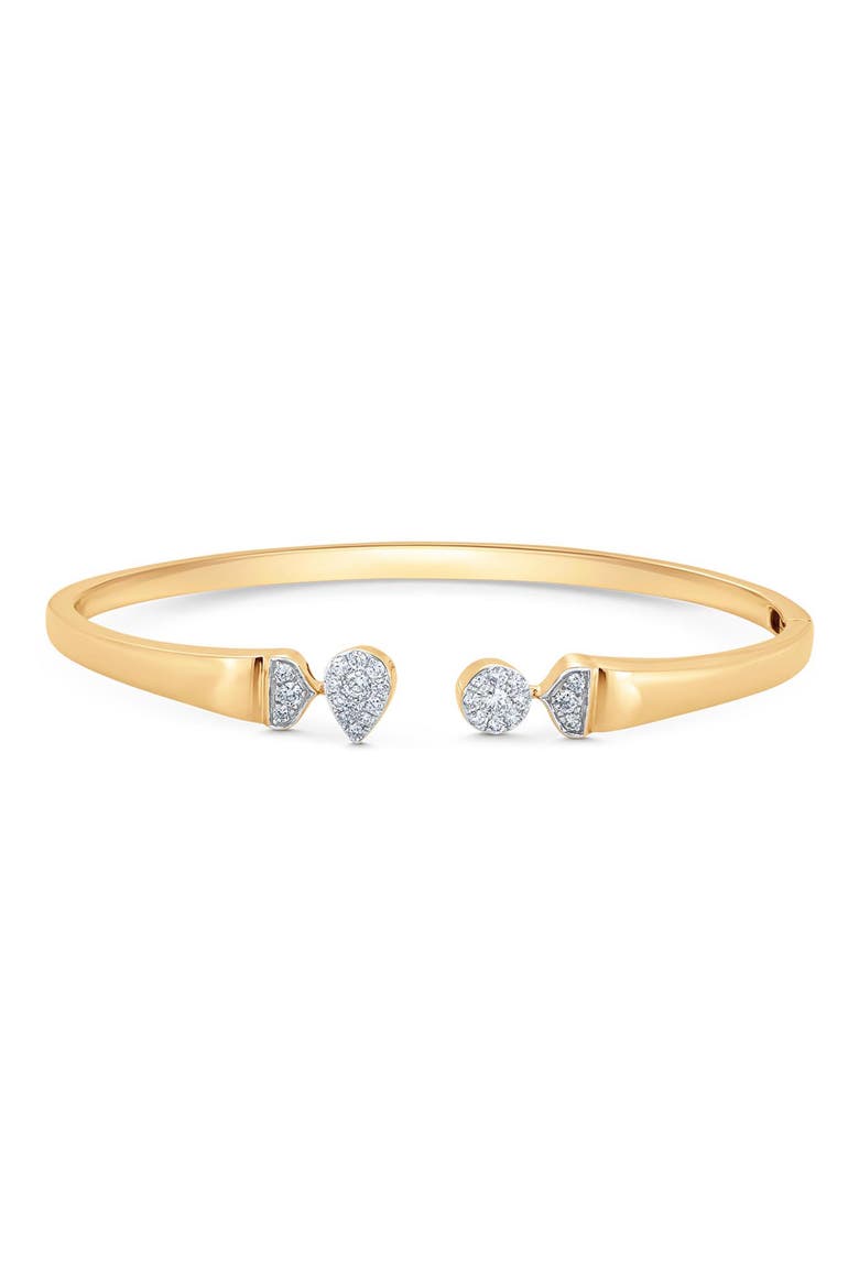 Unity Toi et Moi Pear & Round Diamond Cuff Bracelet, Main, color, YELLOW GOLD/ DIAMOND