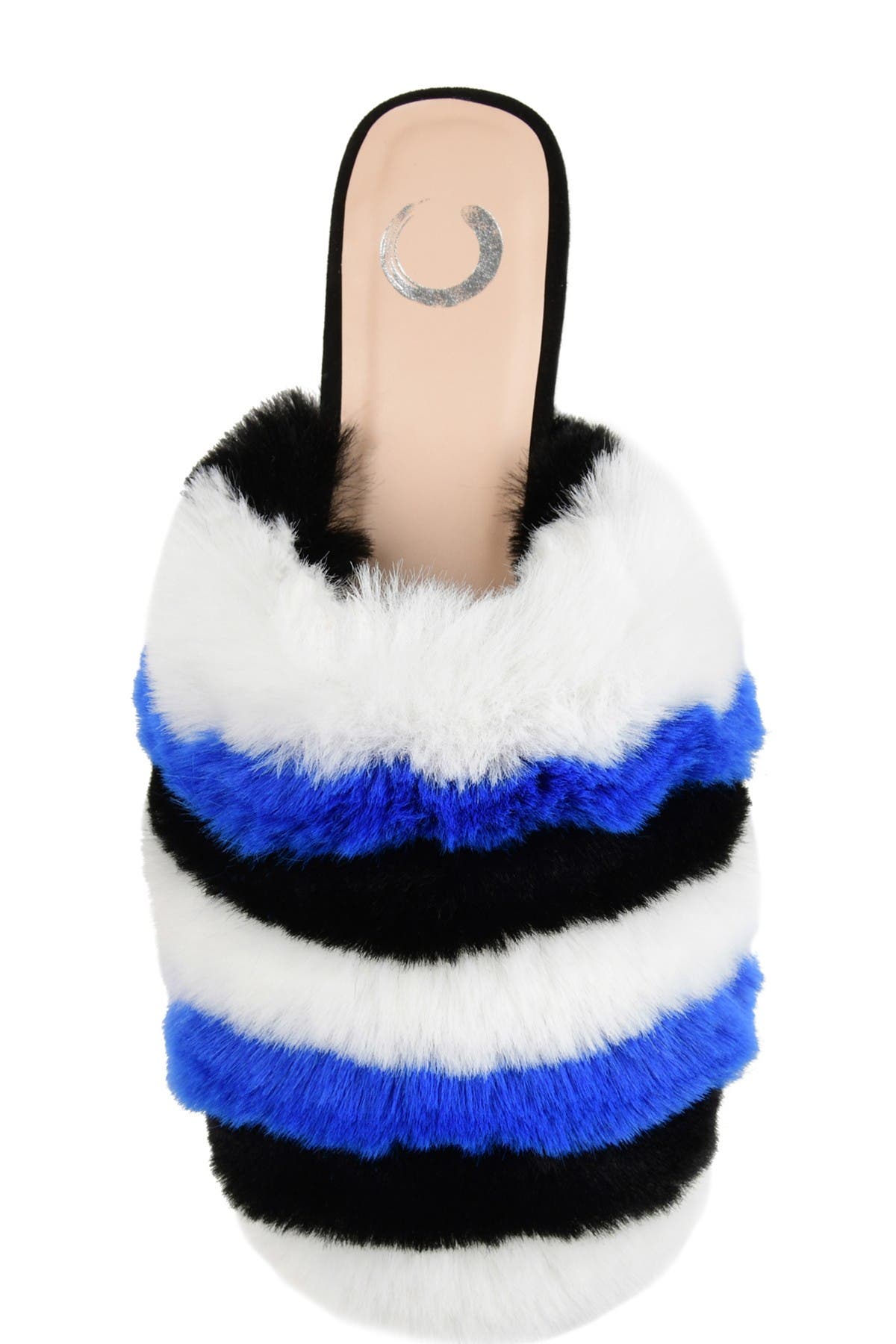 Journee Collection JOURNEE Evelin Faux Fur Mule, Alternate, color, Blue