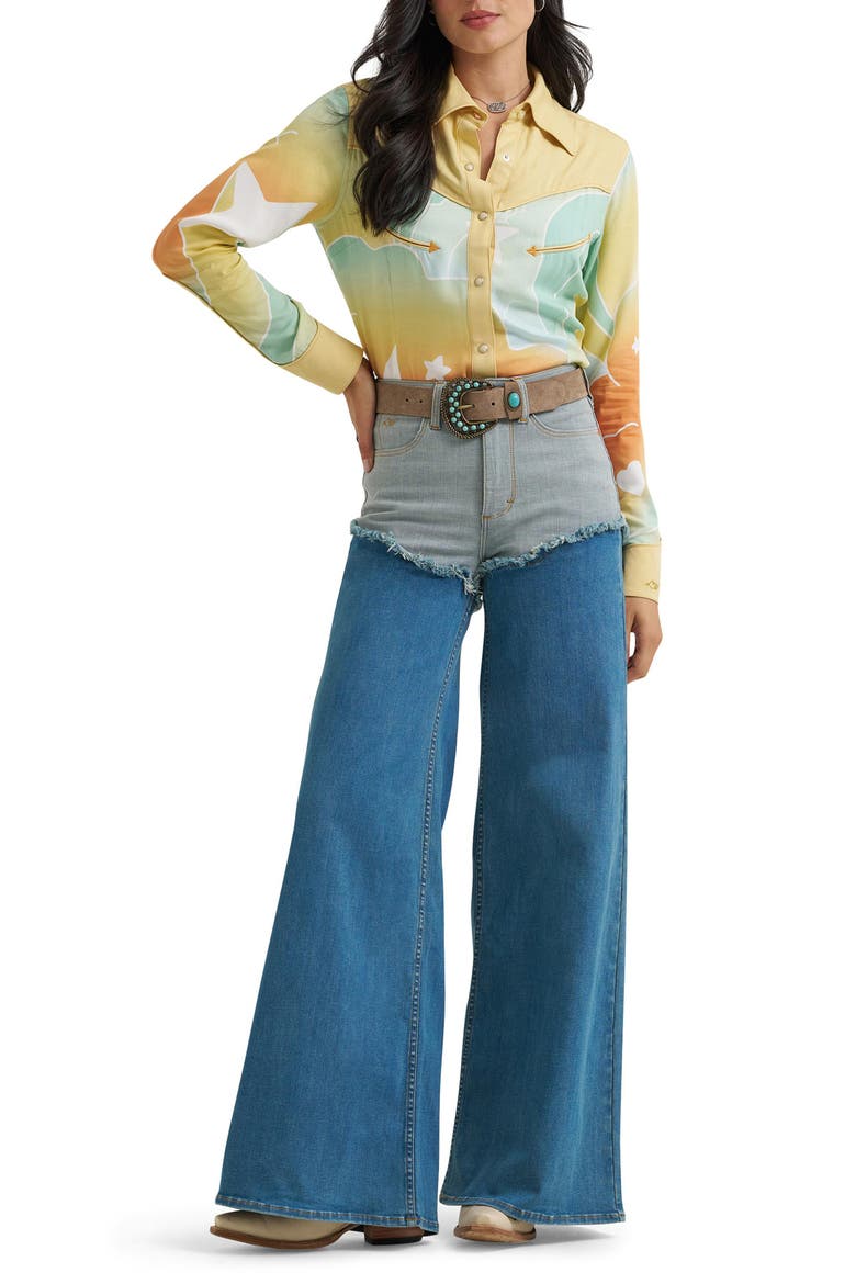 Western High Waist Wide Leg Jeans, Alternate, color, CLASSIC BLUE