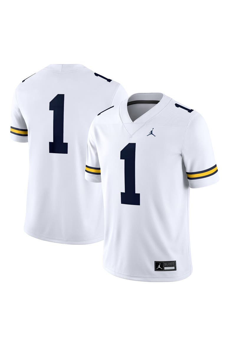 Men's Jordan Brand #1 White Michigan Wolverines Game Jersey, Alternate, color, White