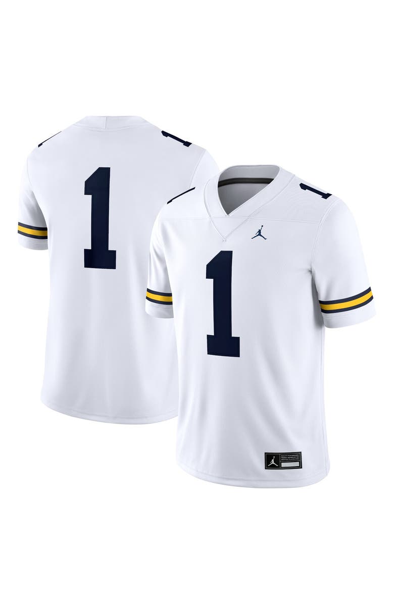 Jordan Brand Men's Jordan Brand #1 White Michigan Wolverines Game Jersey, Alternate, color, White
