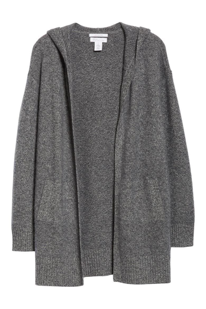 Hooded Boiled Cashmere Cardigan, Alternate, color, GREY SHADE MARL