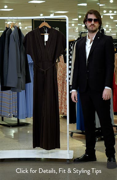 MANGO Pleated Tie Belt Jumpsuit (Women) | Nordstromrack