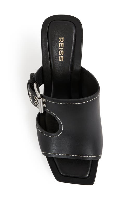 Reiss Black Leather Buckle Block-heel Sandals In Black